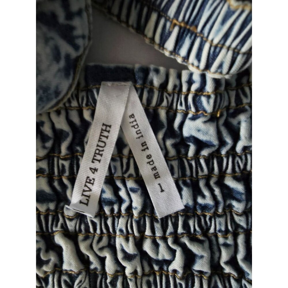 Live 4 Truth‎ Stone Wash Shirred Back Button Front Denim Bralette Cropped Top L - Picture 6 of 12
